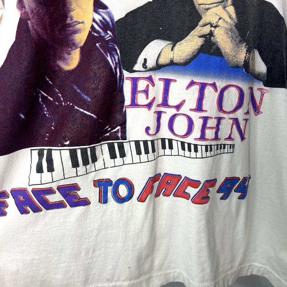 Vintage Elton John Billy Joel T-Shirt Pianoman Face to Face 94 90's Thrashed XL - Picture 8 of 12
